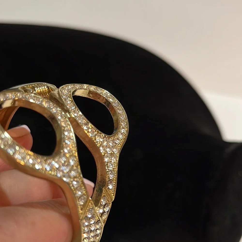 Gold Tone Rhinestone Cuff Bracelet